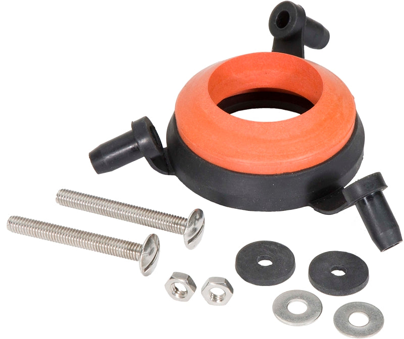 FLUIDMASTER Fluidmaster 2602G-008-T5 Universal Tank-to-Bowl Gasket System, Rubber/Stainless Steel, Black/Red