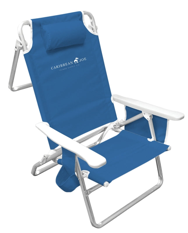 CARIBBEAN JOE Caribbean Joe CJ-7750 Deluxe Beach Chair, 24-1/2 in W, 19 in D, 32 in H, Aluminum Frame, Polyester Seat