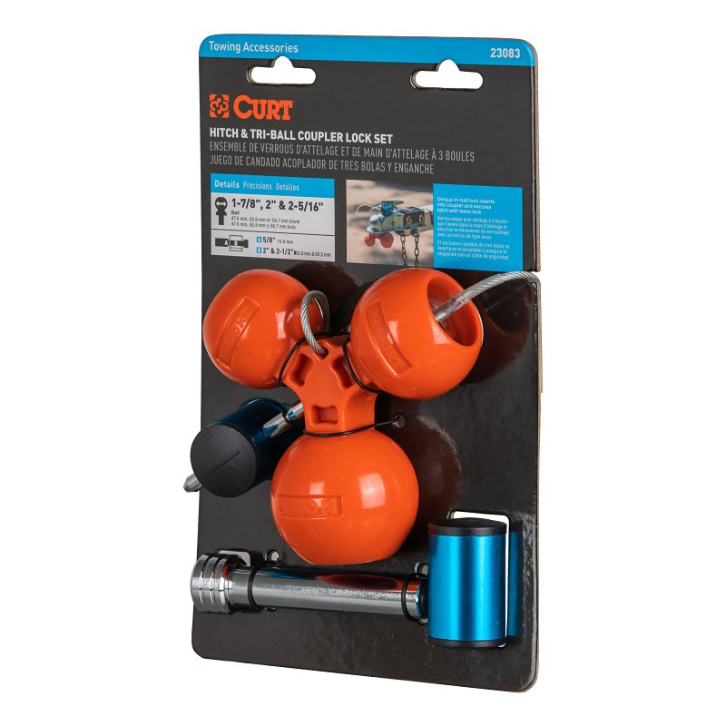 CURT Curt 23083 Hitch and Tri-Ball Coupler Lock Set, 5/8 in Dia Pin, Carbon Steel, Chrome-Plated AUTOMOTIVE CURT