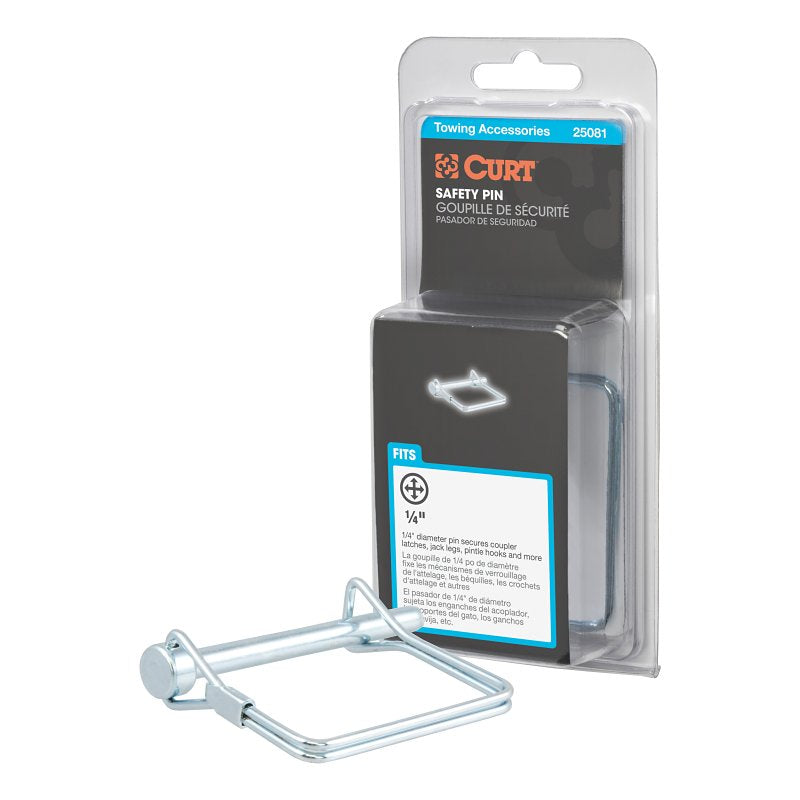 CURT Curt 25081 Safety Pin, 1/4 in Dia Pin, 2-3/4 in OAL, Carbon Steel, Zinc AUTOMOTIVE CURT