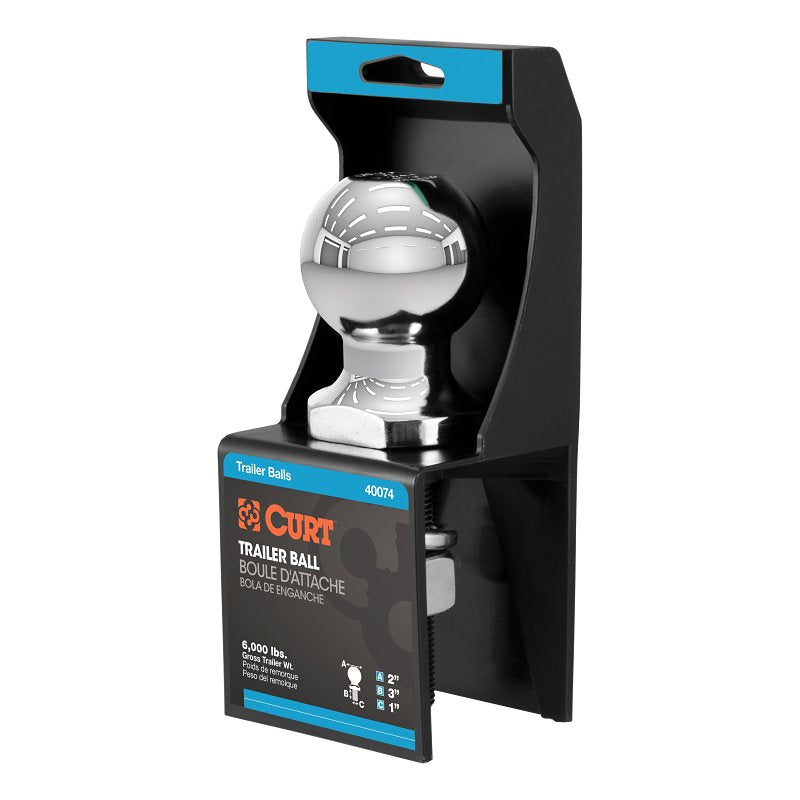 CURT Curt 40074 Trailer Ball, 2 in Dia Ball, 1 in Dia Shank, 6000 lb Gross Towing, Steel AUTOMOTIVE CURT