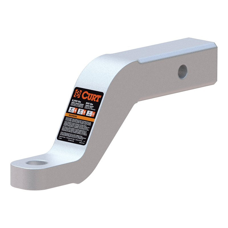 CURT Curt 45361 Ball Mount, 8-1/2 in L, 4 in Drop, 3 in Rise, Class 3 Hitch, 1 in Dia Hitch Ball, Aluminum AUTOMOTIVE CURT