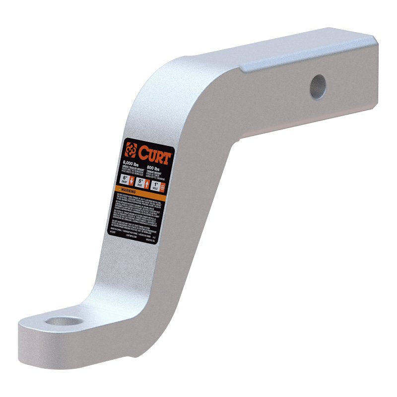 CURT Curt 45362 Ball Mount, 8-1/2 in L, 6 in Drop, 5 in Rise, Class 3 Hitch, 1 in Dia Hitch Ball, Aluminum AUTOMOTIVE CURT