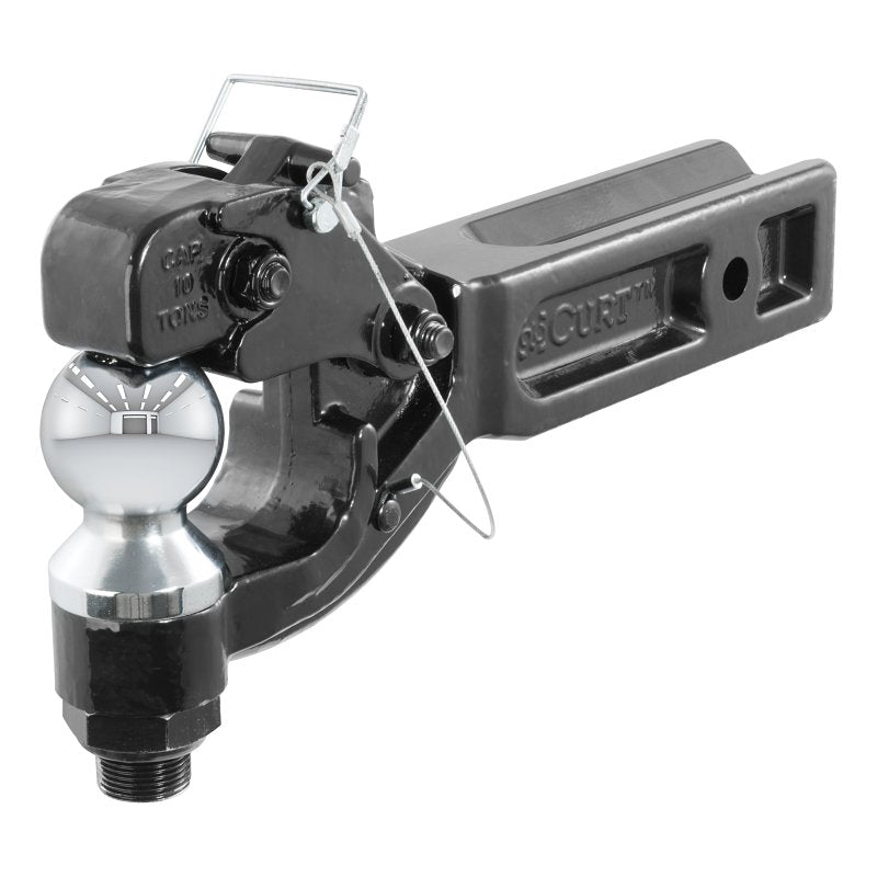 CURT Curt 48012 Receiver-Mount Ball and Pintle Hitch, Class 5 Hitch, 3 in Dia Hitch Ball, Steel, Powder-Coated AUTOMOTIVE CURT