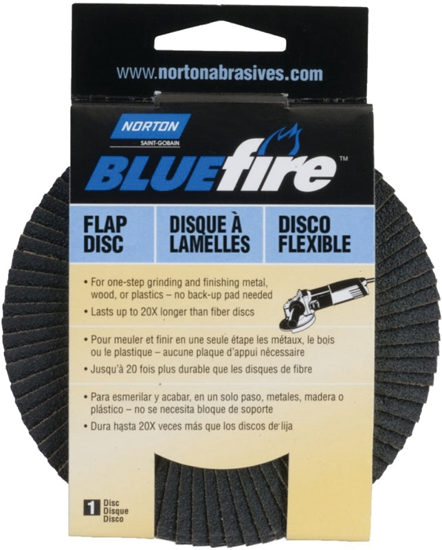 NORTON Norton 03212 Flap Disc, 4-1/2 in Dia, 5/8-11 Arbor, Coated, P60 Grit, Coarse, Zirconia Aluminum Abrasive, Cotton Backing TOOLS NORTON