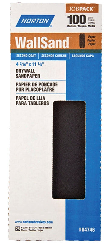 NORTON Norton 04746 Sandpaper, 11-1/4 in L, 4-3/16 in W, P100 Grit, Medium, Silicone Carbide Abrasive