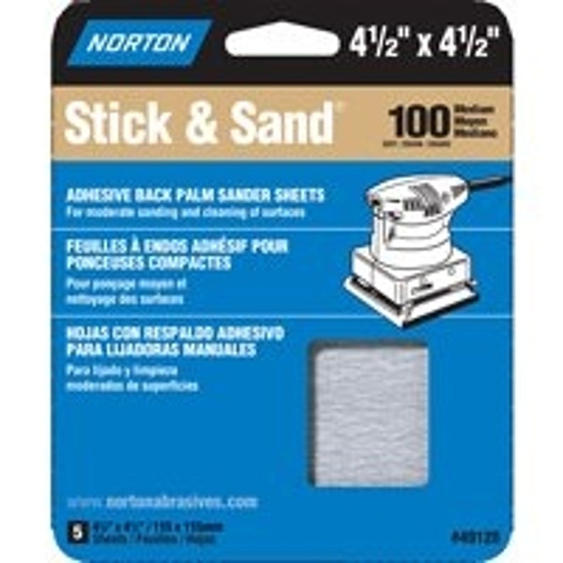 NORTON Norton MultiSand 05452 Sanding Sheet, 4-1/2 in L, 4-1/2 in W, Medium, 100 Grit, Adhesive Backing TOOLS NORTON
