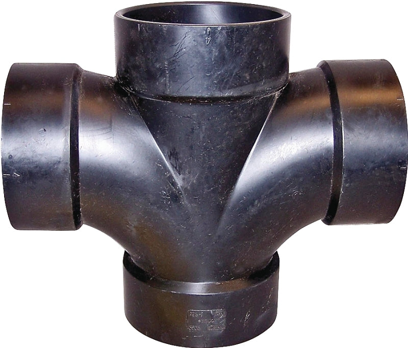 IPEX USA LLC-CANPLAS Canplas 102184BC Double Sanitary Cross, 3 in, Hub, ABS, Black LAWN & GARDEN IPEX USA LLC-CANPLAS