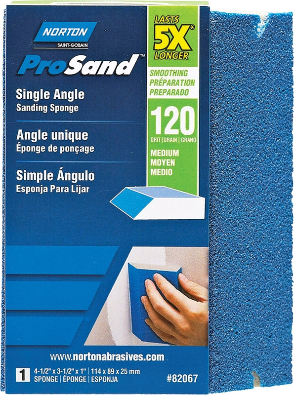 NORTON Norton ProSand 82067 Sanding Sponge, 4-1/2 in L, 3-1/2 in W, 120 Grit, Medium, Aluminum Oxide Abrasive BUILDING MATERIALS NORTON   