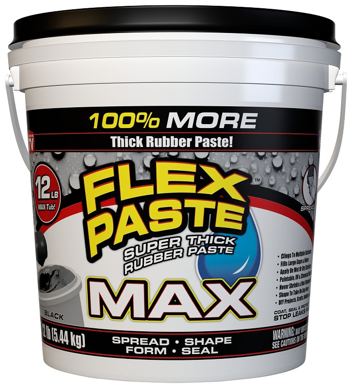 FLEX SEAL Flex Paste PFSMAXBLK01 Rubberized Paste, All-Purpose, Black, 12 lb, Tub HOUSEWARES FLEX SEAL