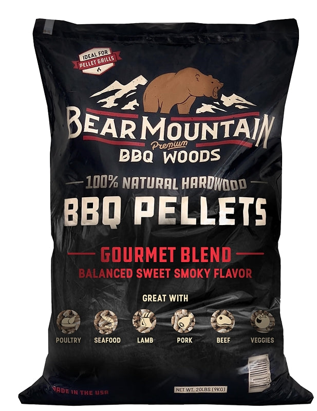 BEAR MOUNTAIN Bear Mountain FK99 Series BBQ Pellet, Gourmet Blend, 20 in L, Hardwood, 20 lb Bag OUTDOOR LIVING & POWER EQUIPMENT BEAR MOUNTAIN