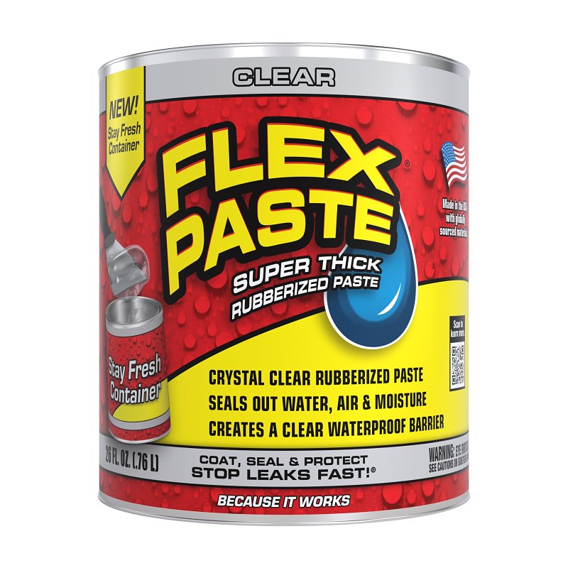 FLEX SEAL Flex Paste PFSCLRR32 Rubberized Paste, Super-Thick, Clear, 26 oz