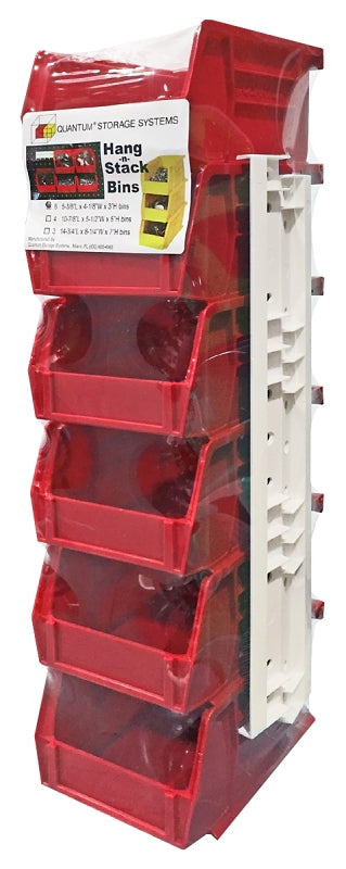 QUANTUM STORAGE SYST Quantum Storage Systems RQUS210RD Stackable and Hang Bin, Polypropylene, Red, 5-3/8 in L, 4-3/4 in W, 3 in H TOOLS QUANTUM STORAGE SYST