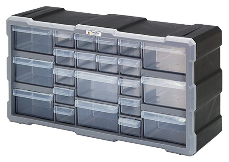 QUANTUM STORAGE SYST Quantum Storage Systems PDC-22BK Drawer Cabinet, 22-Drawer, Polypropylene, 19-1/2 in OAW, 10 in OAH, 6-1/4 in OAD TOOLS QUANTUM STORAGE SYST