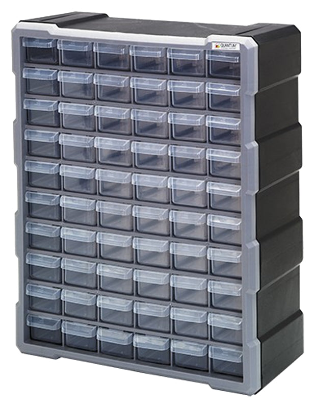 QUANTUM STORAGE SYST Quantum Storage Systems PDC-60BK Small Parts Organizer, 15 in L, 6-1/4 in W, 18-3/4 in H, 60-Drawer, Polypropylene