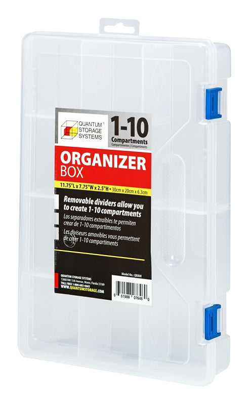 QUANTUM STORAGE SYST Quantum Storage Systems QB800 Utility Box, 11-3/4 in L, 7-3/4 in W, 2-3/16 in H, 1 to 10-Compartment, Polypropylene TOOLS QUANTUM STORAGE SYST
