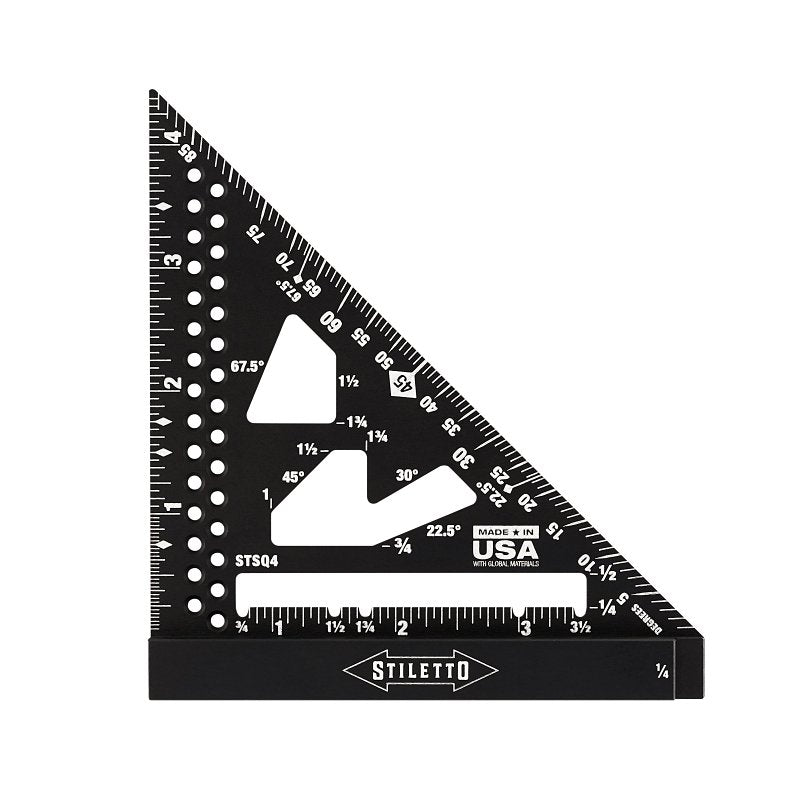 STILETTO Stiletto STSQ4 Trim Square, 1/16 in Graduation, Aluminum, 4-1/2 in L, 3/4 in W
