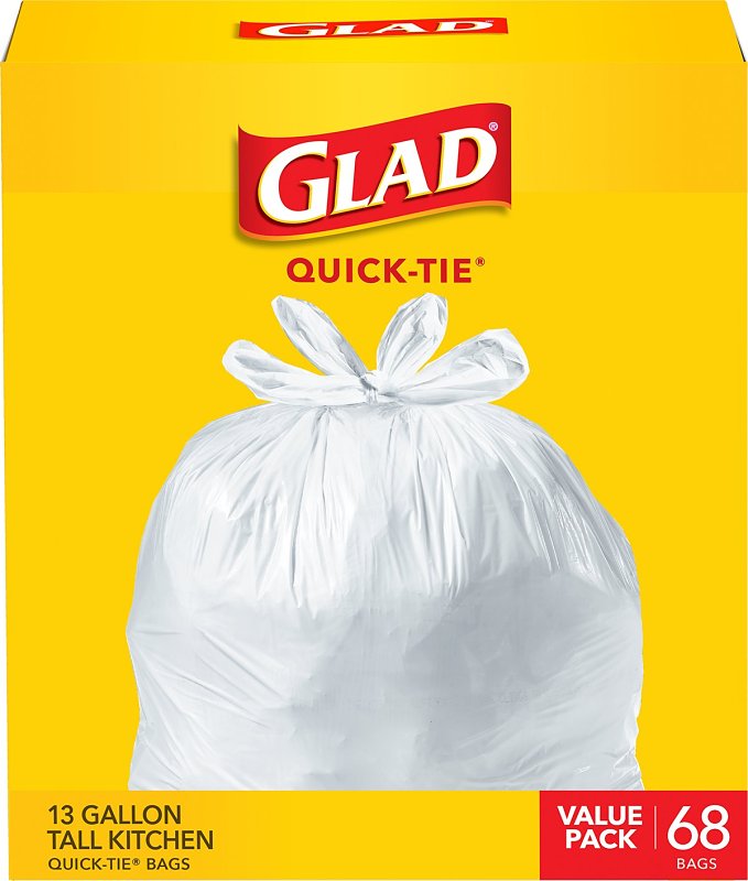 GLAD Glad 22435 Tall Kitchen Garbage Bag, 13 gal Capacity, Plastic, White
