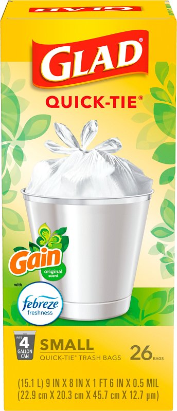 GLAD Glad OdorShield 78814 Gain Original Trash Bag, S, 4 gal