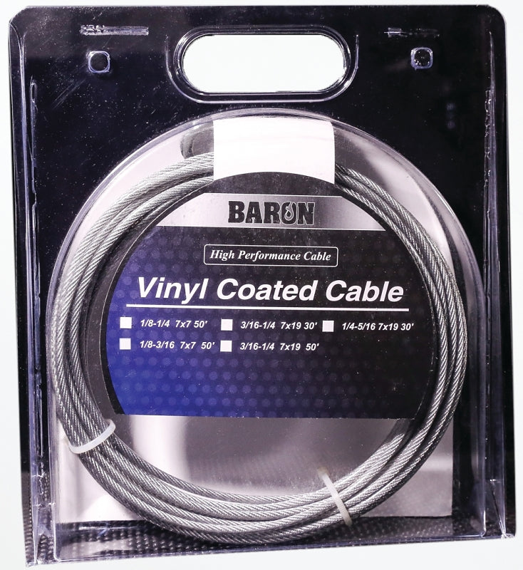 BARON Baron 54205/50245 Aircraft Cable, 1/4 to 5/16 in Dia, 30 ft L, 1220 lb Working Load, Galvanized Steel HARDWARE & FARM SUPPLIES BARON