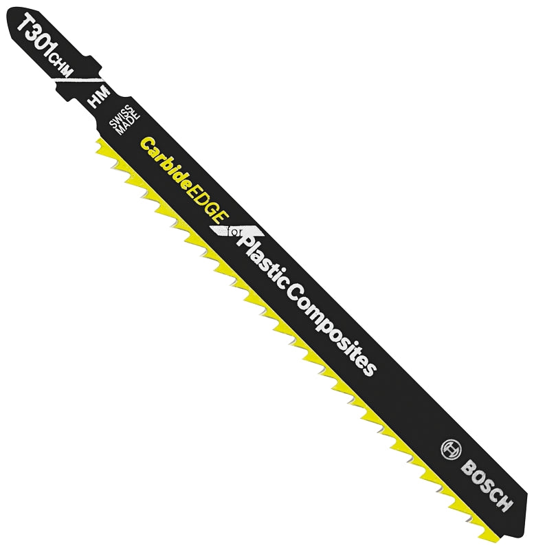 BOSCH Bosch T301CHM1 Jig Saw Blade, 0.41 in W, 4-5/8 in L, 8 TPI, Carbide Cutting Edge
