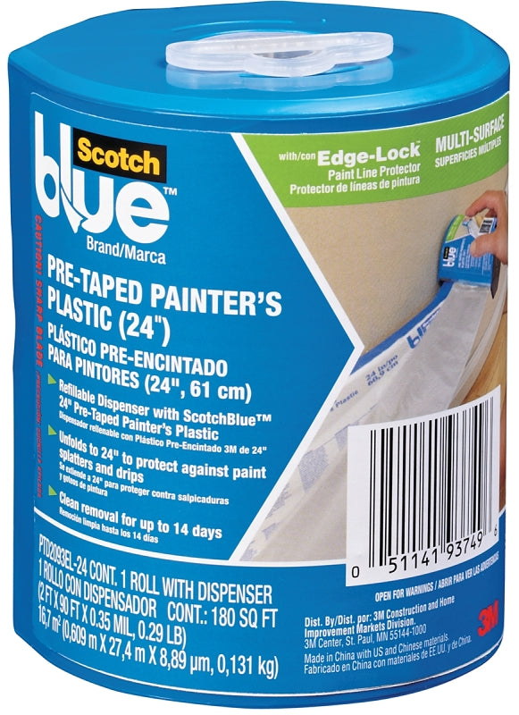 SCOTCH BLUE ScotchBlue PTD2093EL-24-S Painter's Tape with Dispenser, 30 yd L, 24 in W, Blue