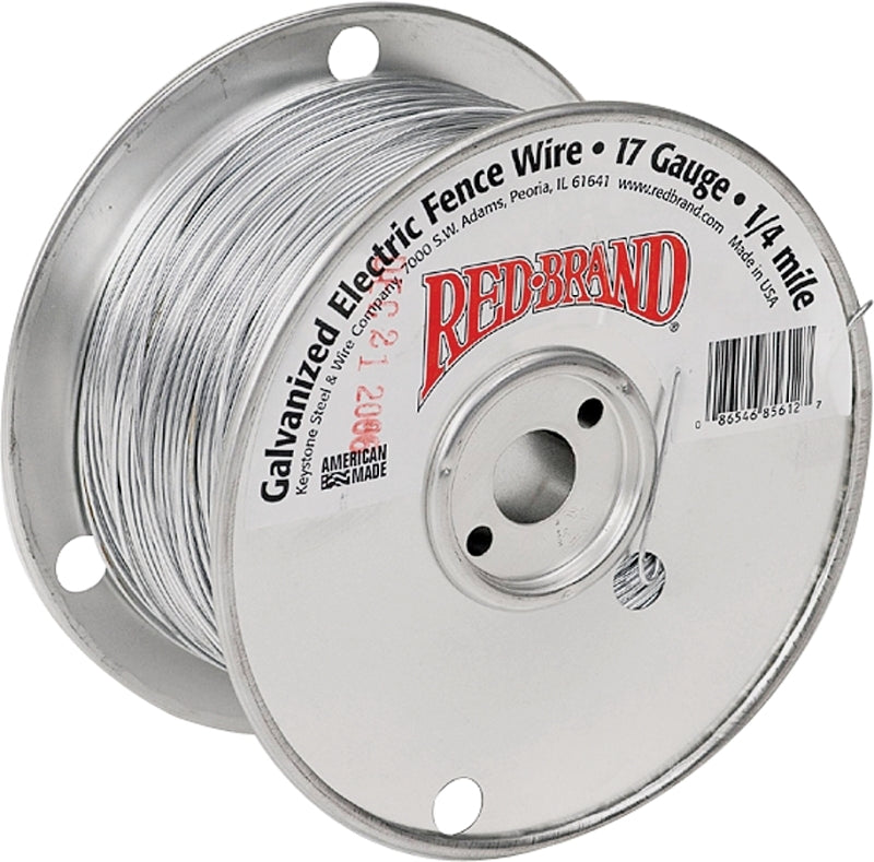 KEYSTONE WIRE Red Brand 85612 Electric Fence Wire, 17 ga Wire, Steel Conductor, 1/4 mile L