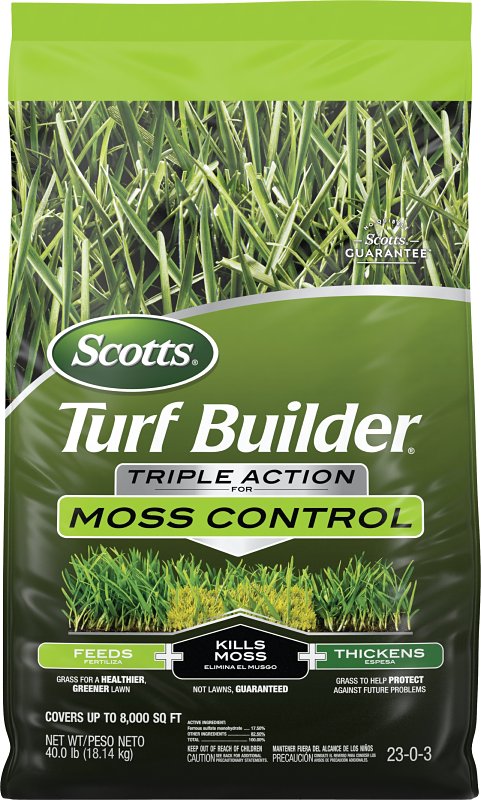SCOTTS Scotts Turf Builder 40212 Moss Killer and Lawn Fertilizer, Granular, Dark Brown/Tan, 40 lb Bag