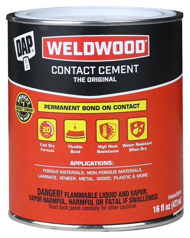 DAP DAP 00271 Contact Cement, Liquid, Strong Solvent, Tan, 1 pt Can PAINT DAP