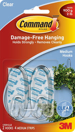 COMMAND Command 17091CLR Adhesive Hook, 2 lb, 2 -Hook, Plastic, Clear HARDWARE & FARM SUPPLIES COMMAND