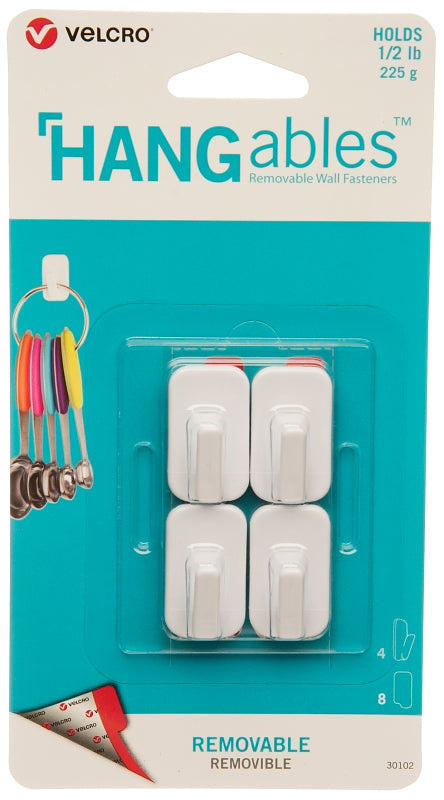 VELCRO BRAND VELCRO Brand HANGables VEL-30102-USA Removable Wall Hook, 0.5 lb, 4 -Hook, Plastic, White HARDWARE & FARM SUPPLIES VELCRO BRAND