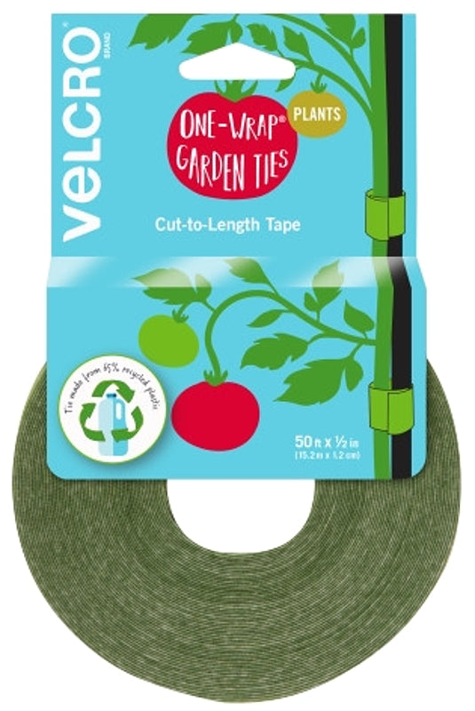 VELCRO BRAND VELCRO Brand VEL-30071ACS-AMS Garden Tie, 50 ft L, Plastic, Green
