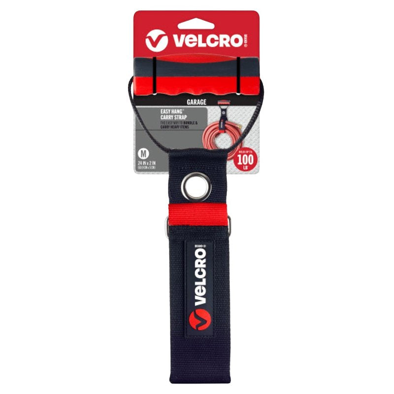 VELCRO BRAND VELCRO Brand EASY HANG VEL-30896-USA Medium-Size Heavy-Duty Carry Strap, 2 in W, Nylon, Black, 100 lb