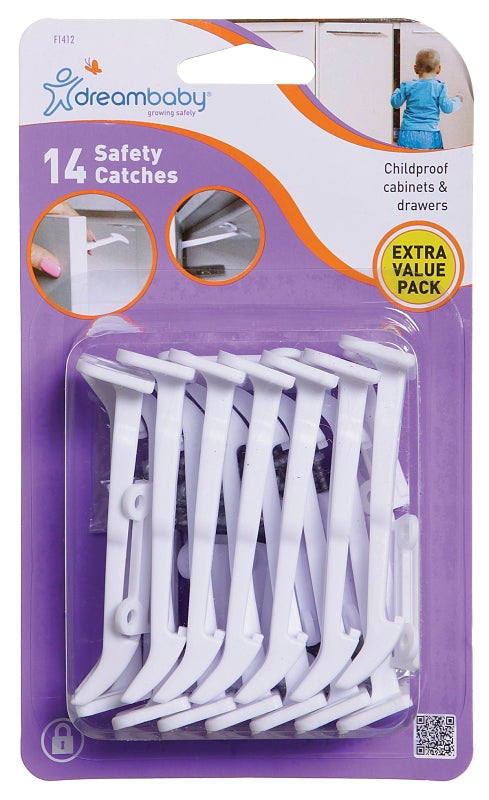 TEE-ZED PRODUCTS LLC Dreambaby L1412 Secure Catch, 3-1/4 in L, 1-1/16 in W, Plastic