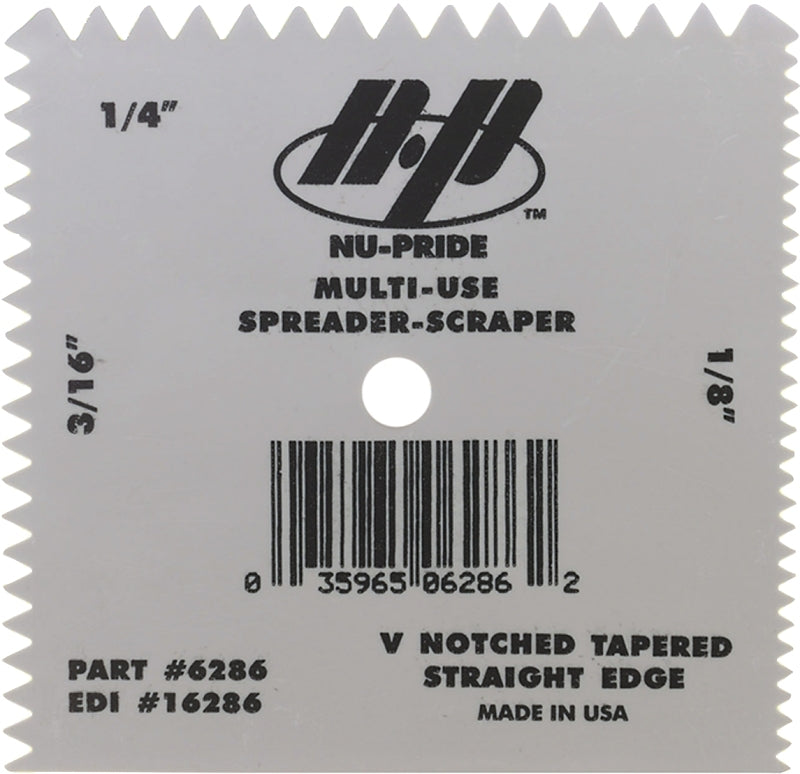 QLT BY MARSHALLTOWN Marshalltown 6286 Spreader, 1/8, 3/16, 1/4 in Notch, 4 in W Blade, Notched Blade, Plastic Blade