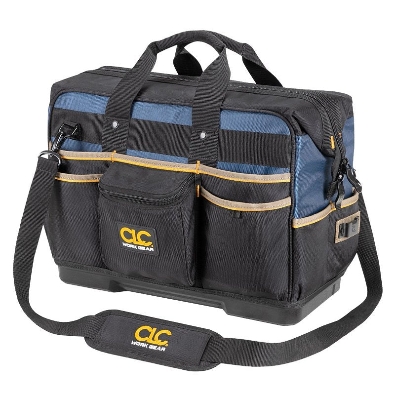 HULTAFORS CLC TOOL WORKS PB1553 Molded-Base Contractor's Closed Top Tool Bag, 19 in W, 9 in D, 16 in H, 29-Pocket, Polyester