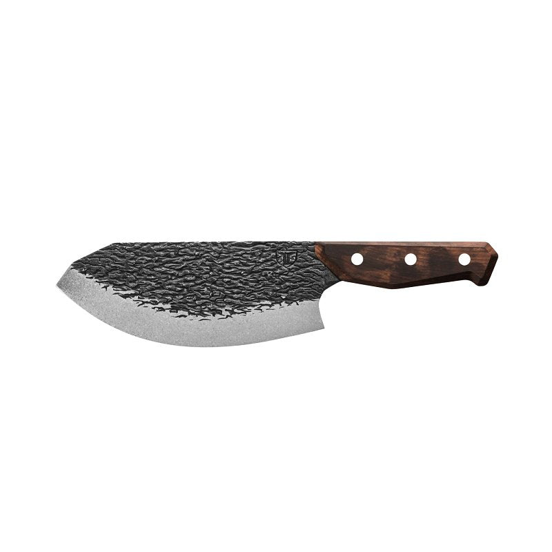 BOLLINGER INDUSTRIES True PrimalForge Series TRU-FXK-1016 Rocker Butcher Knife, 8 in L Blade, Stainless Steel Blade, Real Monzo Wood Handle