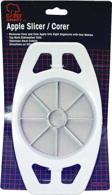 CHEF CRAFT Chef Craft 20021 Apple Slicer, Stainless Steel Blade, Plastic Handle, White, Dishwasher Safe: Yes