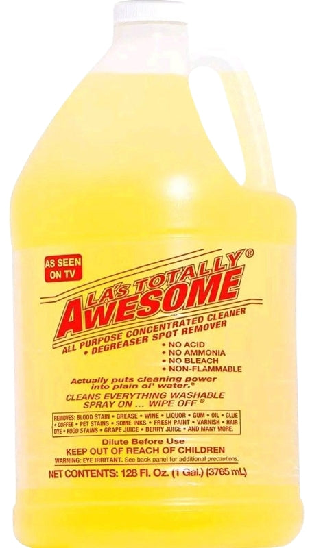 AWESOME PRODUCTS LA's TOTALLY AWESOME 100539308 All-Purpose Cleaner, 128 oz, Liquid, Bland, Amber/Yellow