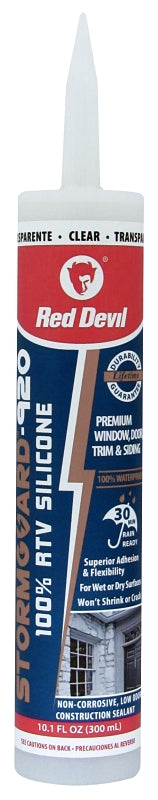 RED DEVIL Red Devil STORMGUARD 787 Silicone Sealant, Clear, 10 to 100 deg F, 300 mL Cartridge PAINT RED DEVIL