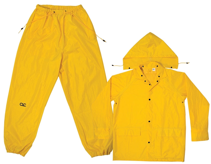 HULTAFORS CLC R102L Rain Suit, L, 170T Polyester, Yellow, Detachable Collar