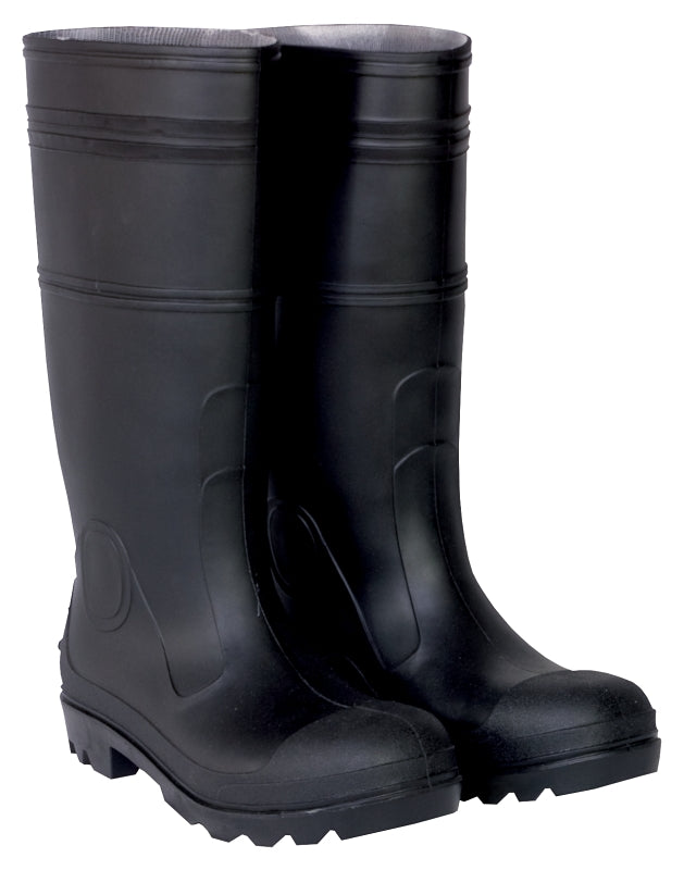 HULTAFORS CLC R23012 Durable Economy Rain Boots, 12, Black, Slip-On Closure, PVC Upper