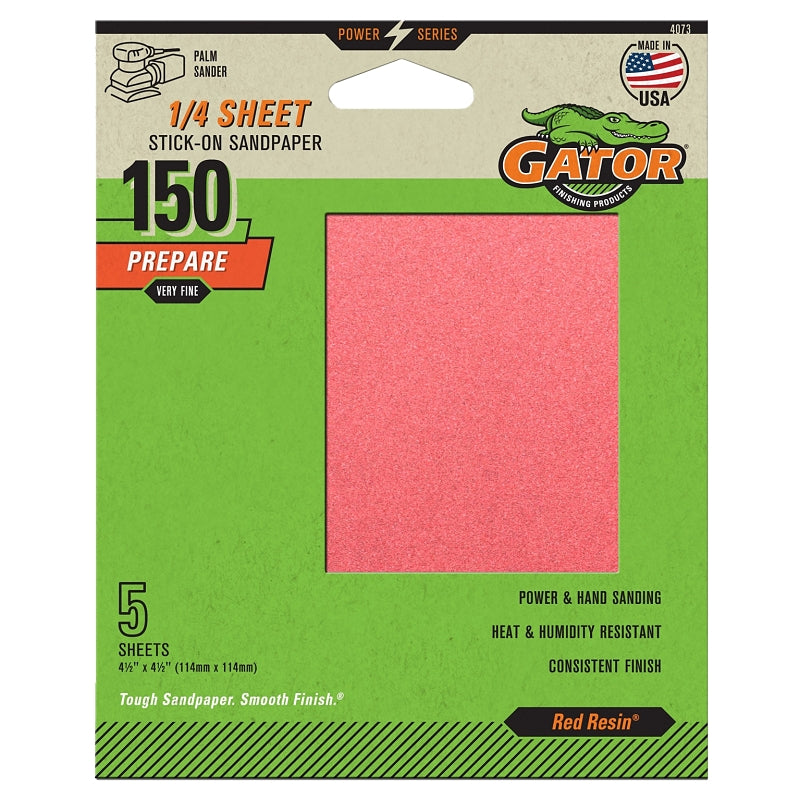 GATOR Gator 4073 Sanding Sheet, 4-1/2 in L, 4-1/2 in W, Fine, 150 Grit, Aluminum Oxide Abrasive