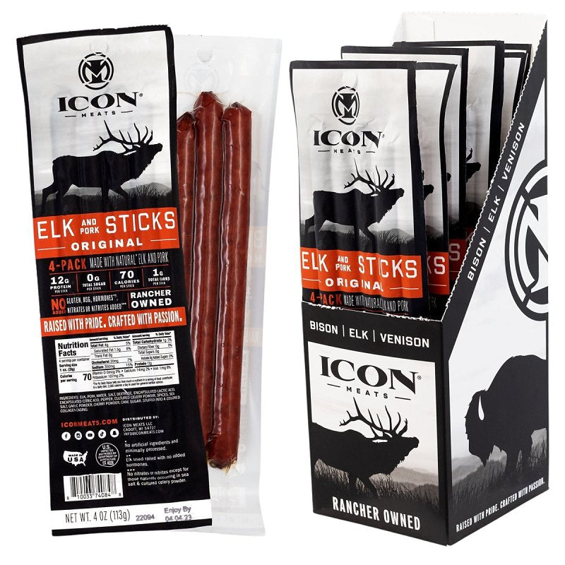 ICON Icon Meats 8-10033-74084-8 Elk Snack, Stick, Original, 4 oz HOUSEWARES ICON