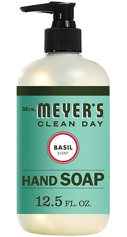 MRS. MEYERS Mrs. Meyer's 14104 Hand Soap, Liquid, Colorless, Basil, 12.5 oz Bottle