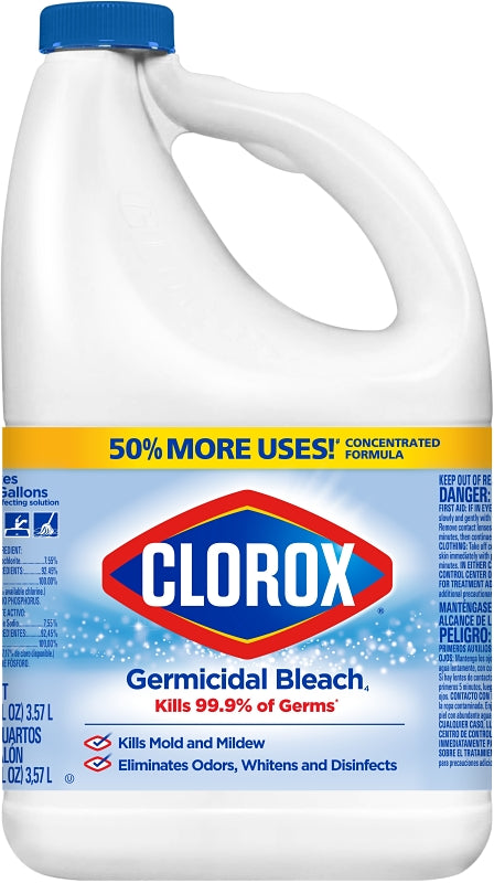 CLOROX Clorox 32429 Germicidal Bleach, 121 oz, Bleach, Liquid, Pale Yellow CLEANING & JANITORIAL SUPPLIES CLOROX