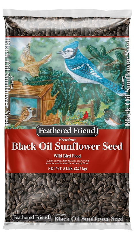 FEATHERED FRIEND Feathered Friend 14416 Black Oil Sunflower Seed Wild Bird Food, Straight, Seed, 5 lb Bag HARDWARE & FARM SUPPLIES FEATHERED FRIEND