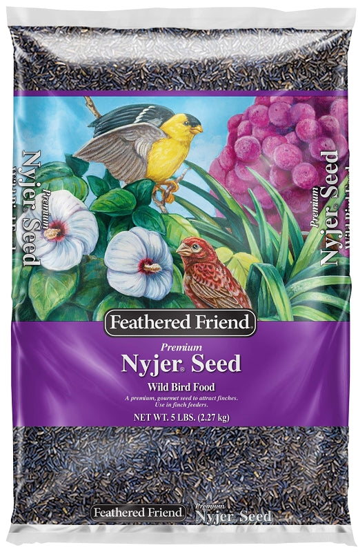FEATHERED FRIEND Feathered Friend Nyjer Seed 14401 Guizotia Abyssinica Niger Seed Wild Bird Food, 5 lb, Straight, Seed, Bag