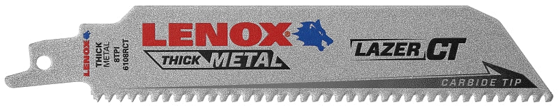 LENOX Lenox LAZER CT 2014220 Reciprocating Saw Blade, 1 in W, 6 in L, 8 TPI, Carbide Cutting Edge TOOLS LENOX