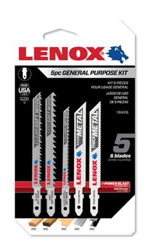 LENOX Lenox 1994456 Jig Saw Kit, 5-Piece, General-Purpose, T-Shank, Carbon Steel TOOLS LENOX